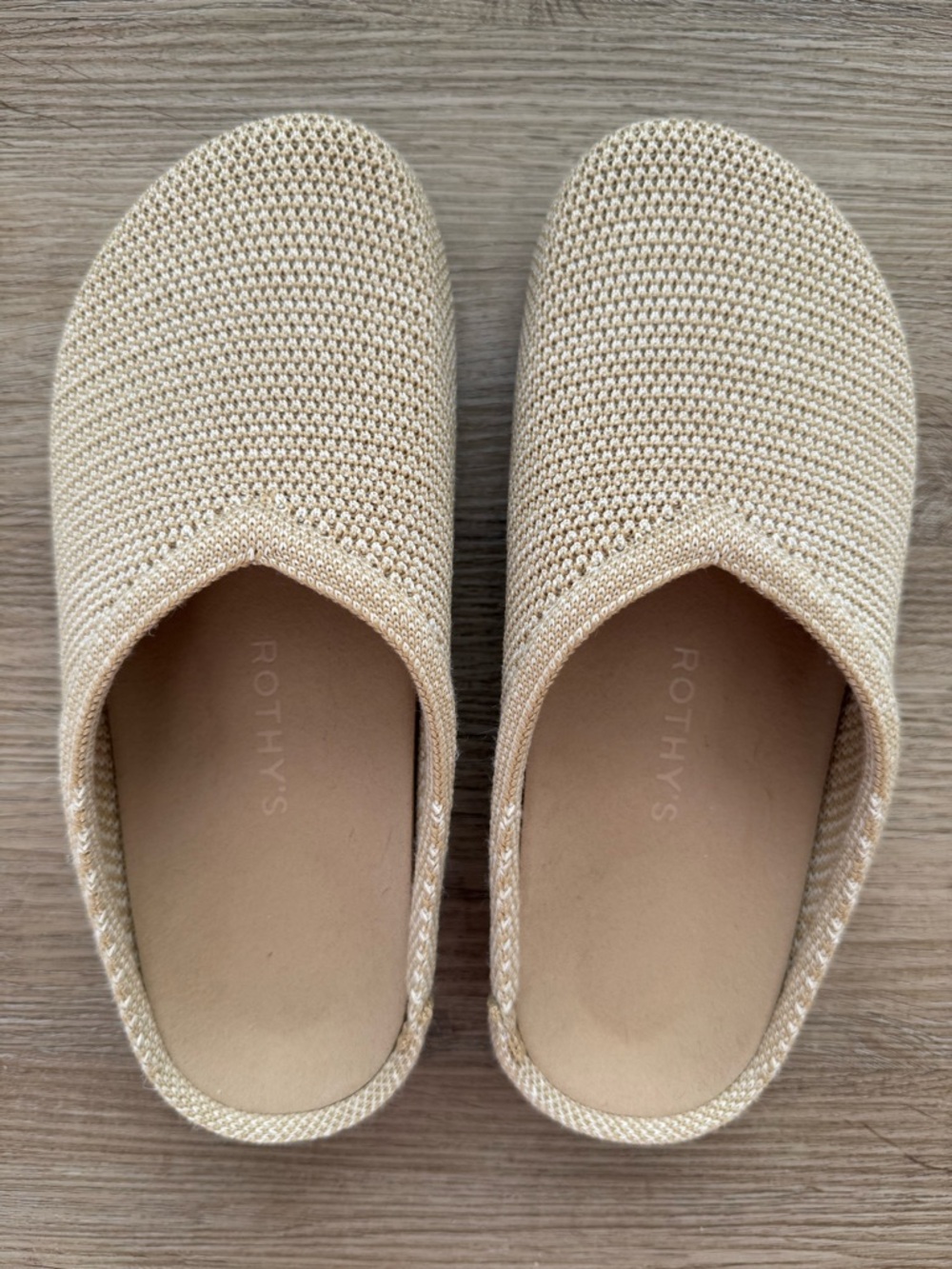 Rothy's Hemp Casual Clog Slip On Comfort Shoes Pelican Raffia Knit Washable Sz 7 - Picture 3 of 12